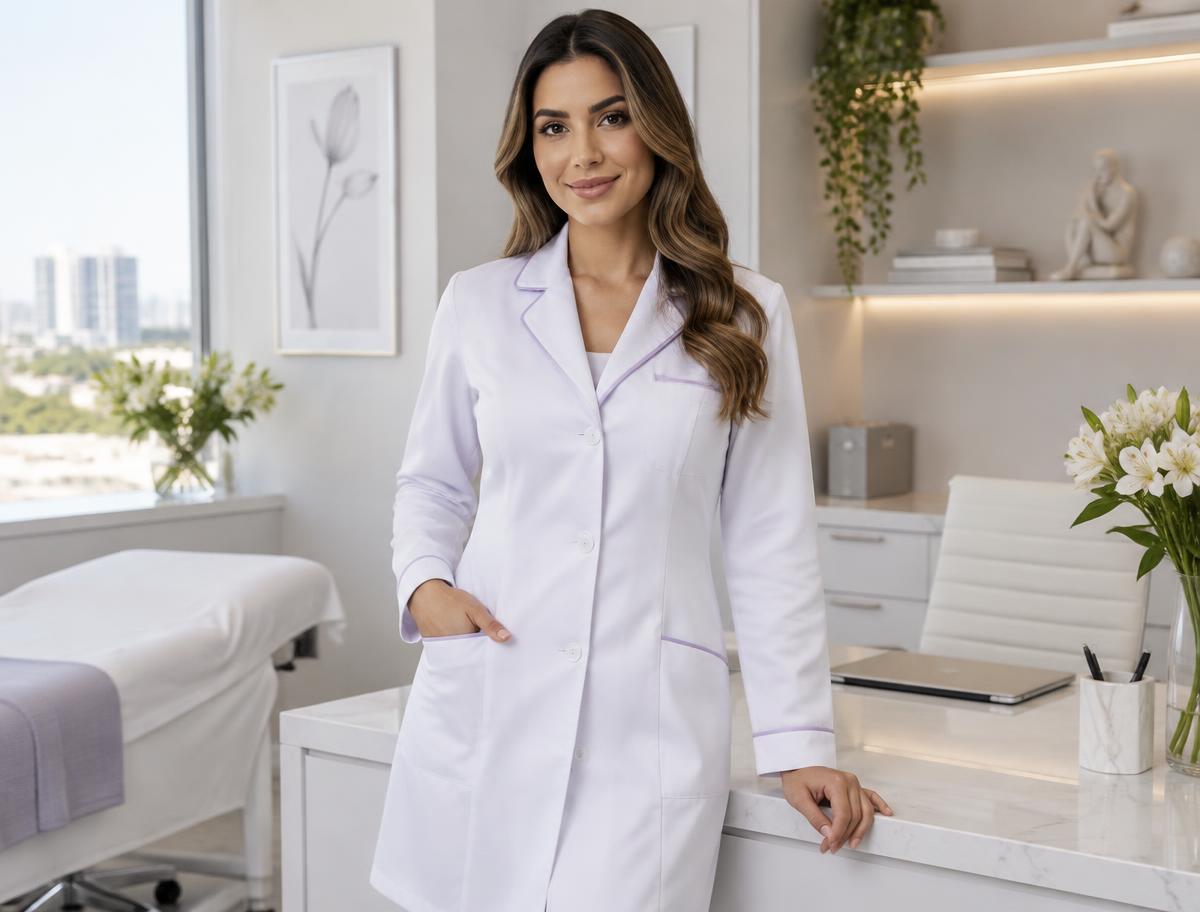 Jaleco feminino profissional — imagem de referência